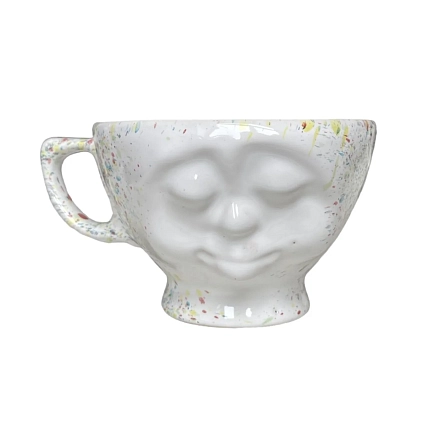 Кружка ручной работы с личиком, разноцветная, керамика, 300 мл, фото 1.