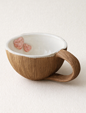 Кружка ручной работы Катя Вебер «Кокос» с сердечками внутри, коричневая, керамика, 150 мл