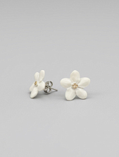 Серёжки-гвоздики «Цветы», белые, фарфор