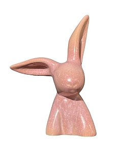 Статуэтка ручной работы «Кролик», розовая, керамика