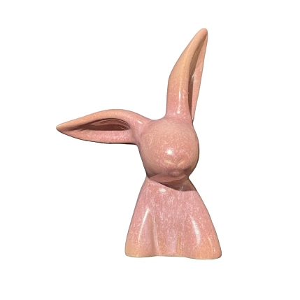 Статуэтка ручной работы Ручная глина «Кролик», розовая, керамика, фото 1.