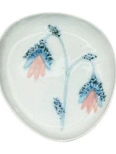 Блюдце ручной работы Катибо Колокольчики голубые, керамика, 14 см