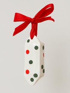 Ёлочная игрушка конфета «Конфетти» красно-зелёная, белая керамика