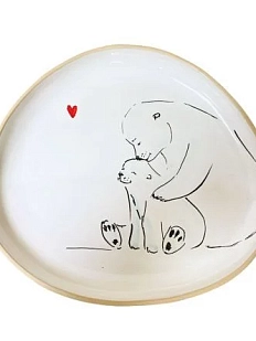 Тарелка ручной работы Полярные мишки, керамика, 21*19 см