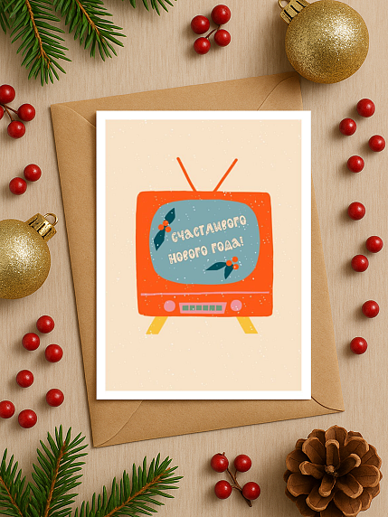Открытка ретро на Новый год «Счастливого Нового года!», фото 2.