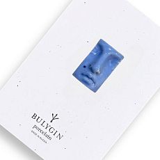 Брошь ручной работы Bulygin «Античный нос», синяя, фарфор