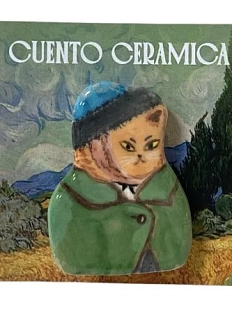 Брошь ручной работы Алиса Меренфельд Котики. Автопортрет с отрезанным ухом, керамика