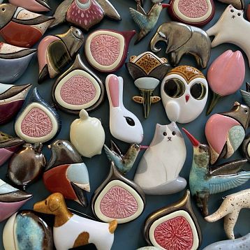 Брошь ручной работы Екатерина Юдо «Белый медведь», керамика, фото 4.