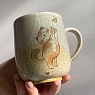 Кружка ручной работы Керемет «Котик с бабочкой», керамика, 400 мл, превью фото 3