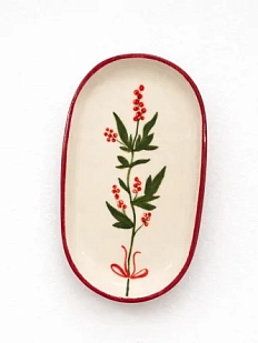 Блюдце ручной работы Йеллоускуп «Остролист», керамика, 17 см