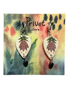 Серьги-конго Зверручной работы с бусиной «Тропика», разноцветный, керамика