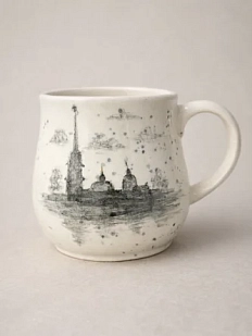 Кружка ручной работы Верба керамика груша «Город-сказка...», керамика, 350 мл