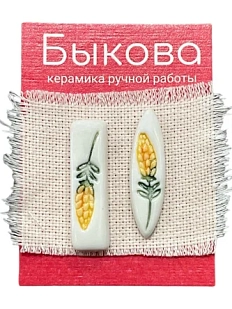 Серьги ручной работы Быкова керамика «Желтые цветы», фарфор