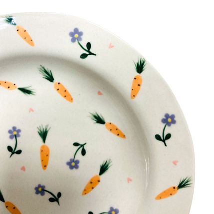 Тарелка ручной работы с морковками и сиреневыми цветочками «Винтаж», керамика, 20 см, фото 2.