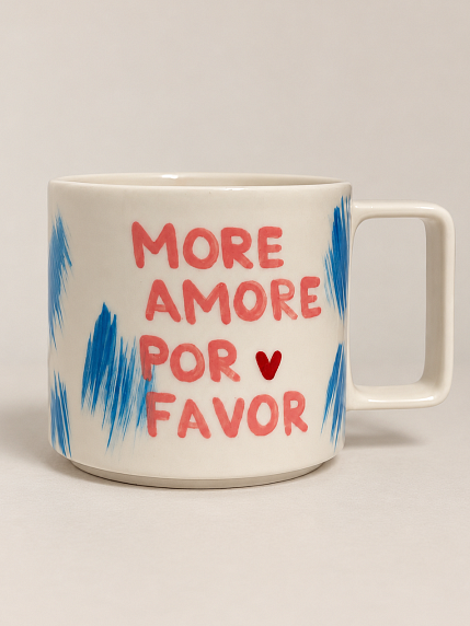Кружка ручной работы Hands in Clay «More amor por favor», розово-голубая, керамика, 350 мл, фото 1.