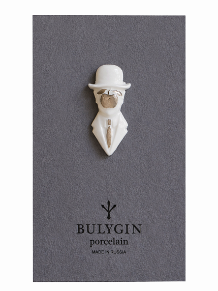 Брошь ручной работы Bulygin «Магритт», бело-серебристая, фарфор, фото 2.