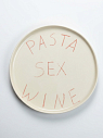 Тарелка ручной работы c надписью «Pasta Sex Wine», керамика, 18 см, превью фото 1
