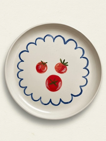 Тарелка ручной работы Йеллоускуп «Томат», керамика, 17 см, фото 1.