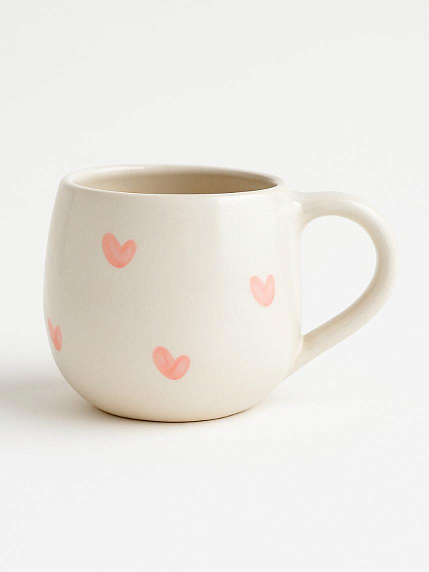 Кружка ручной работы с фигуркой «Лев», с розовыми сердечками, полуфарфор, 250 мл, фото 2.