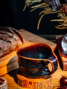 Кружка ручной работы Цветок Фригг VELES «Полночь Волшебства», фарфор, 250 мл