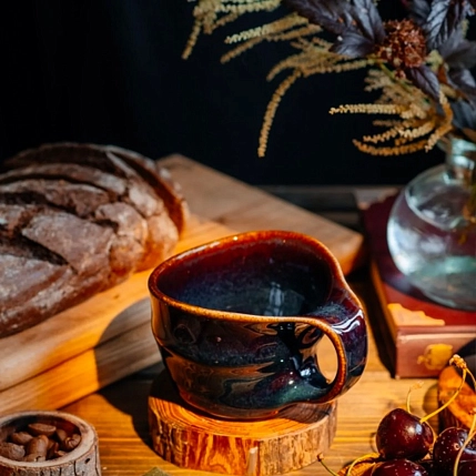 Кружка ручной работы Цветок Фригг Велес «Полночь Волшебства», фарфор, 250 мл, фото 1.