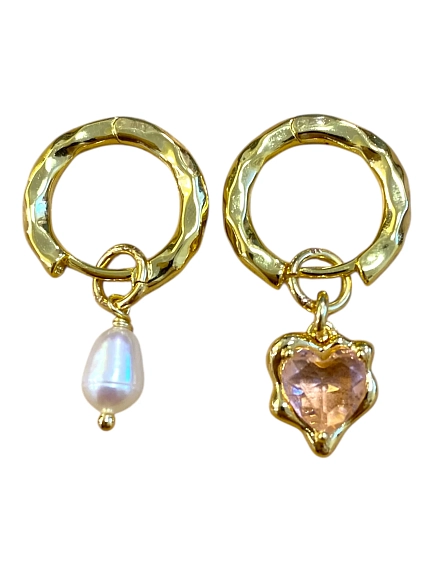 Серьги-конго с сердечком «Ice», родированная латунь, фото 3.