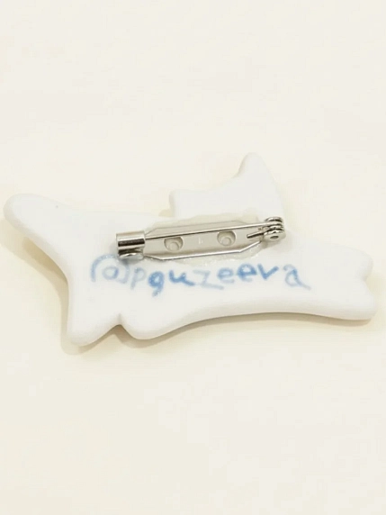 Брошь ручной работы Полина Гузеева «Чёрный котик», фарфор, фото 2.