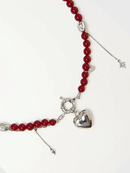 Колье ручной работы «Burgundy», рубеллит, родированная латунь, фото 1.