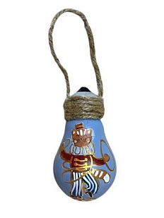 Ёлочная игрушка из лампочки «Котик-акробат», ручная роспись, голубая, 8,5 см