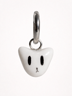 Моносерьга Котик, полимерная глина, белая