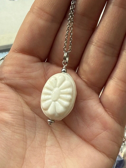 Подвеска Бур.Мур «Конфетка», белая, родированная латунь, стекло, фото 2.