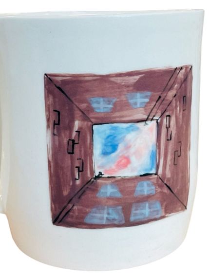 Кружка ручной работы сувенирная «Двор-колодец», полуфарфор, 350 мл, фото 2.