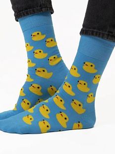 Носки «Жёлтые уточки», р-р 42-46, голубые