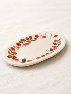 Тарелка ручной работы Йеллоускуп «Помидорки черри», керамика, 23 см