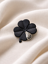 Брошь ручной работы Bulygin «Клевер», фарфор, чёрно-серебристая, превью фото 3