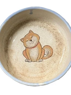 Миска ручной работы Керемет «Сидящая сиба-ину», керамика, 13 см