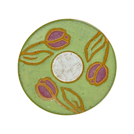 Чайная пара ручной работы «Розовые тюльпаны», керамика, 400 мл, фото 2.