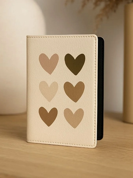Обложка на паспорт DARI DARI «Бежевые сердечки», искусственная кожа, бежевая, фото 2.