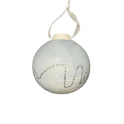 Ёлочная игрушка шар Верба керамика«Серебряные точки», голубой, 7 см, фото 1.