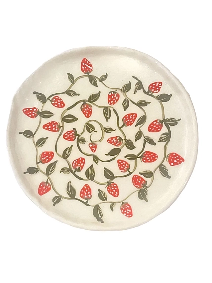 Тарелка ручной работы Татко керамика «Клубника», керамика, 18 см, фото 1.