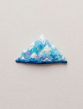 Брошь Радость Рядом «Горы», полимерная глина, голубая