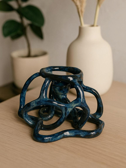 Подсвечник «Синий абстрактный», керамика, фото 4.