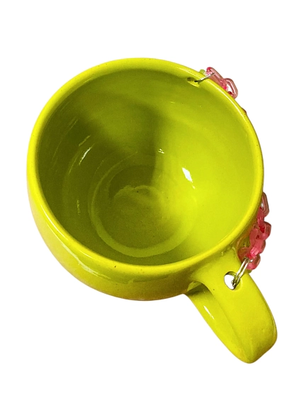 Кружка ручной работы Барыня «Техно», с цепью, салатовая, 380 мл, керамика, фото 3.