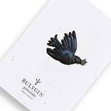 Брошь ручной работы Bulygin «Голубка Пикассо», фарфор, чёрно-серебристая