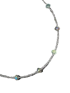 Чокер ручной работы с прозрачными бусинами, серебристый, бисер