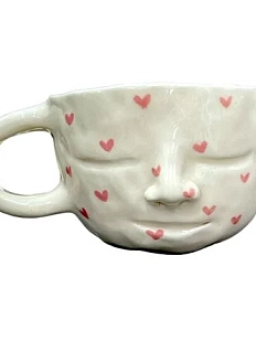 Кружка ручной работы с сердечками «Лицо», керамика, 250 мл
