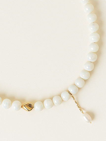 Чокер ручной работы «Serene», перламутр, латунь, фото 1.