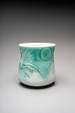Кружка ручной работы «Журавли», бирюзовая, фарфор, 300 мл, превью фото 2