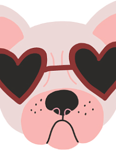 3D Стикер на телефон «Собачка в очках», розовый, объёмный, 3 см