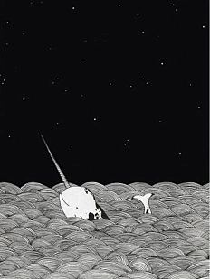 Открытка ЙЕТТИ «Нарвал танцует», А6, черная